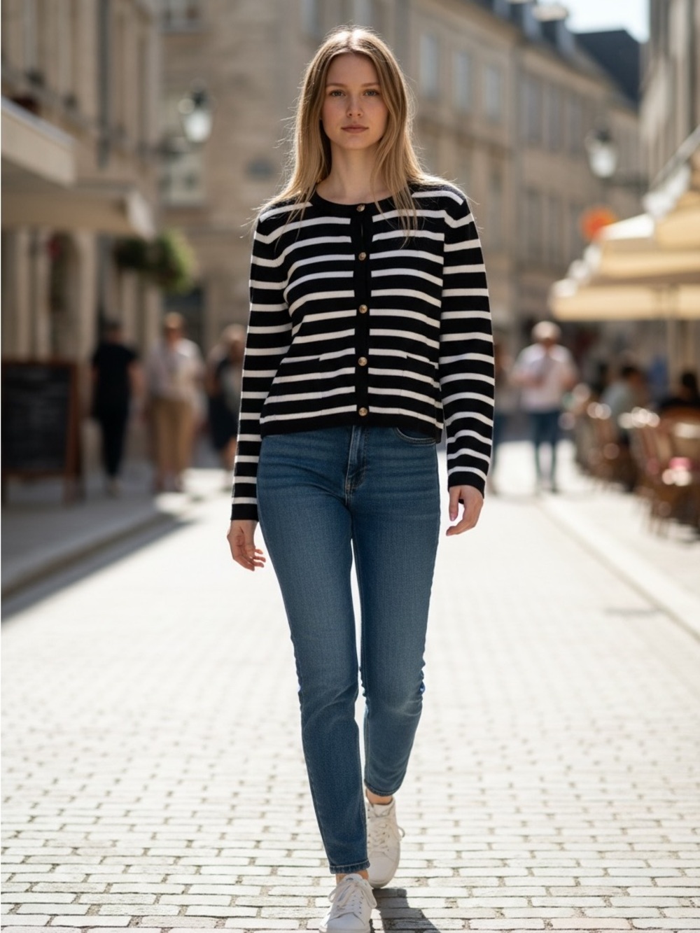 Anrabess Black and White Striped Women's Sweater NWT - Picture 3 of 12